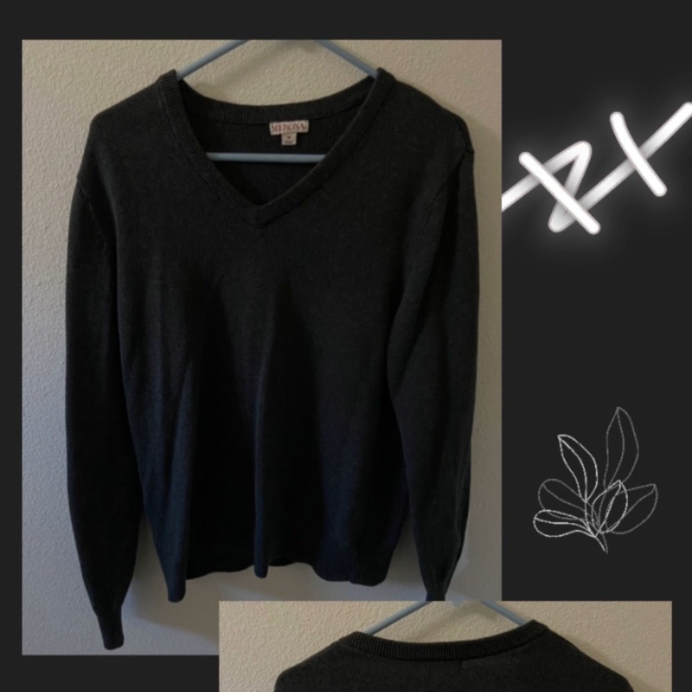 Merona Mens Grey Vneck Sweater